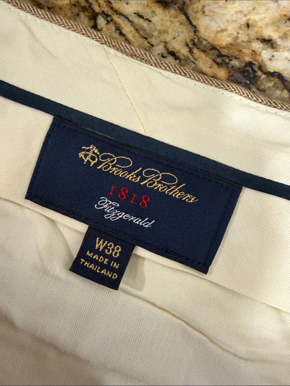Brooks Brothers 1818 Fitzgerald Linen Dress Pants Tan Cuffed W38 Classic Fit